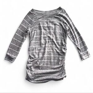 Market & Spruce Maternity Striped Ruched Side Long Sleeve Top - L